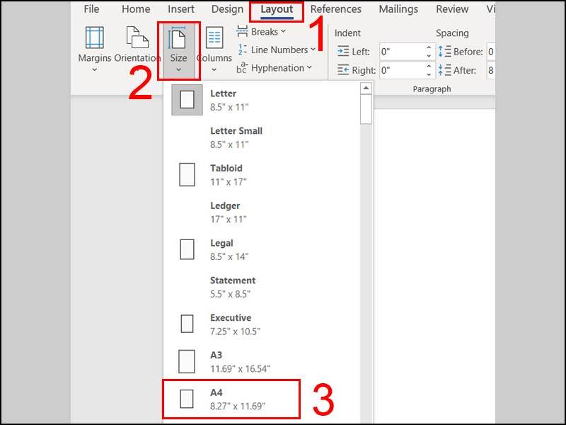 cách chọn khổ giấy a4 trong các phiên bản word