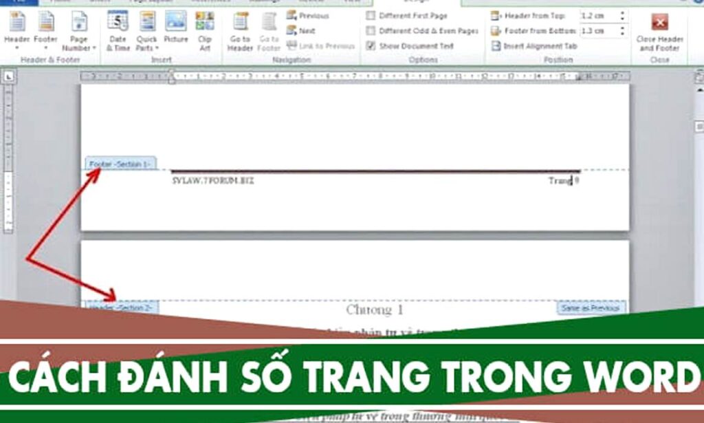 Cách đánh số trang trong word