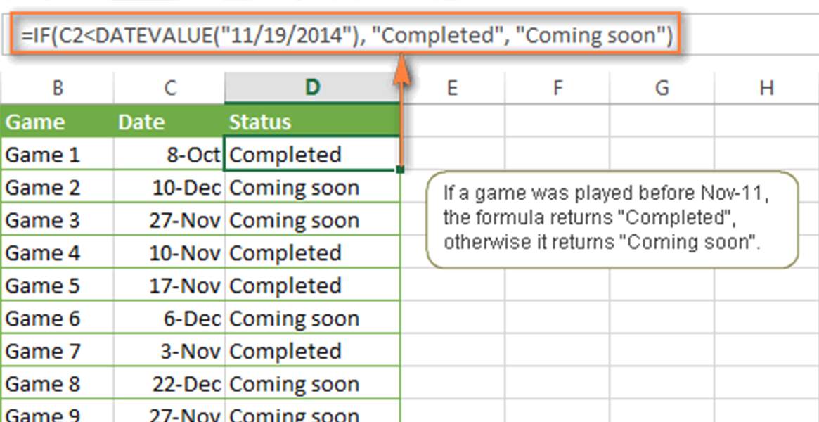 Cách sử dụng hàm if kết hợp hàm ngày tháng datevalue