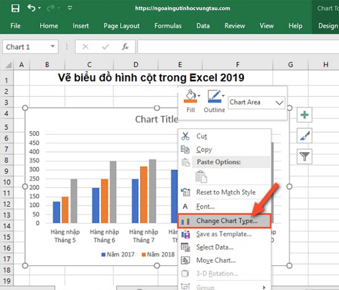 Hướng dẫn các bước vẽ biểu đồ cột trong Excel đơn giản đẹp mắt 5 Cách thay đổi biểu đồ cột trong excel
