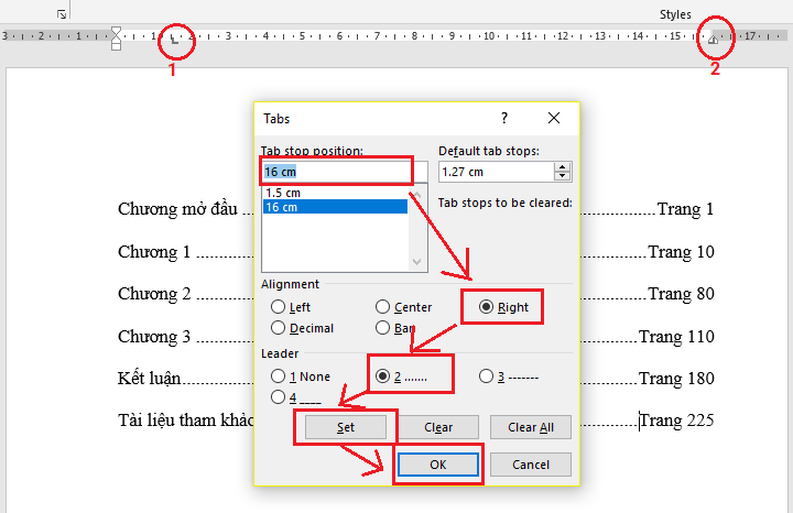 Cách thiết lập tab phải