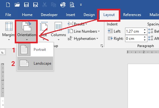 Chọn hướng giấy in word