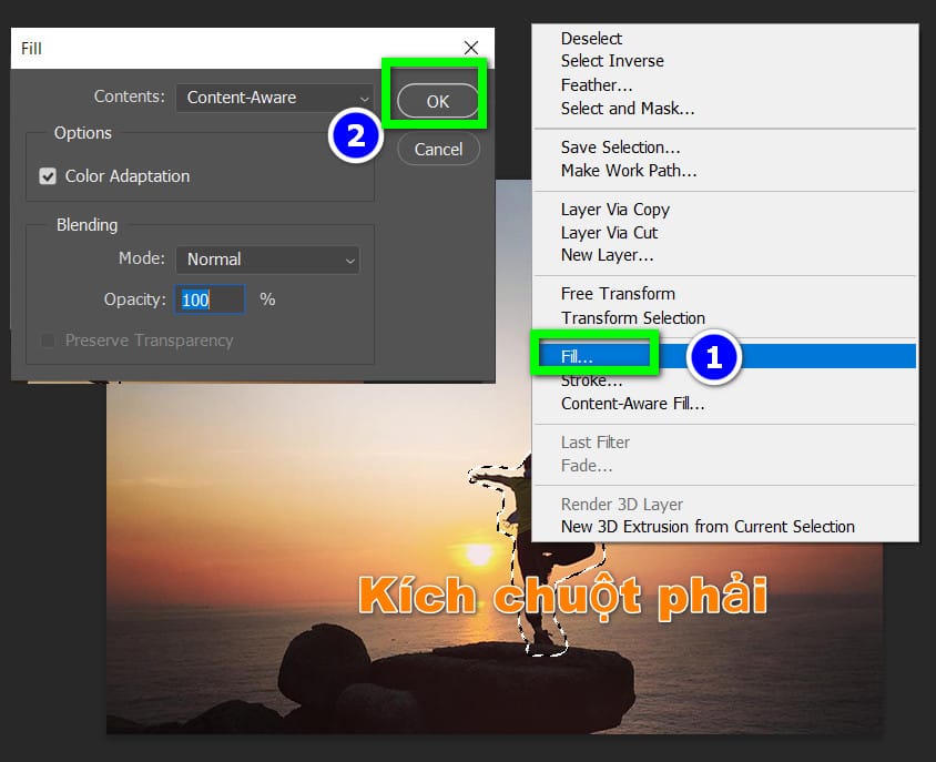 chọn vùng cần xóa