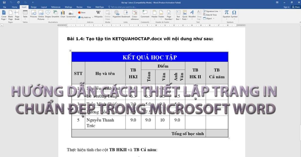Hướng dẫn cách thiết lập trang in chuẩn đẹp trong word