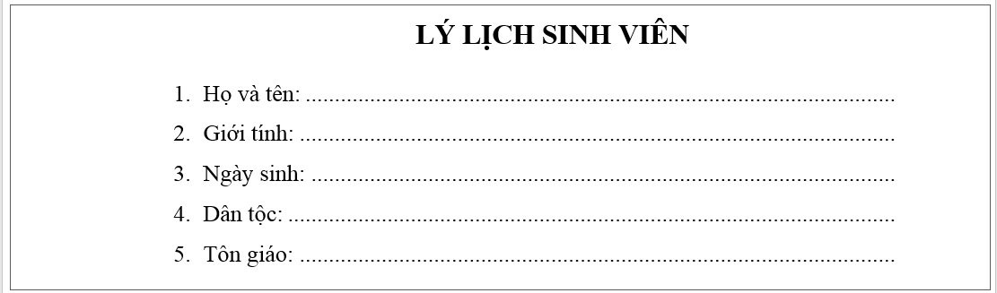 Mẫu sử dụng tab