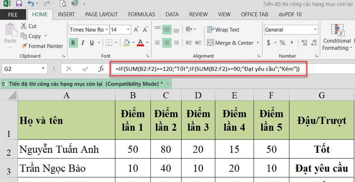 Sử dụng hàm if kết hợp với hàm sum trong excel
