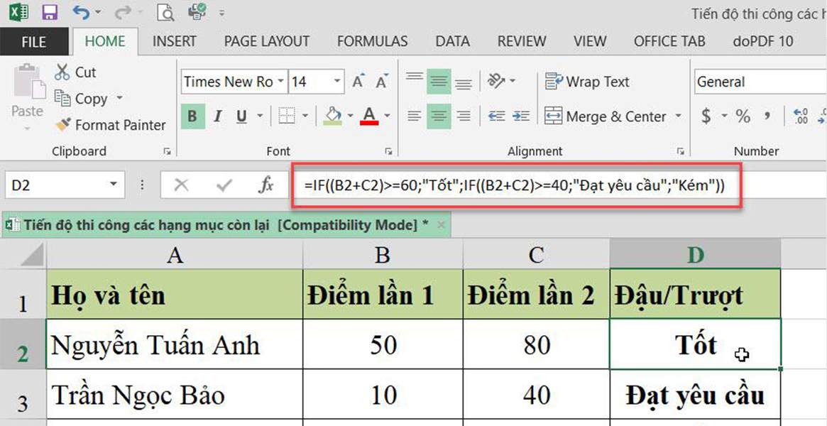 Sử dụng hàm if với nhiều câu lệnh bên trong