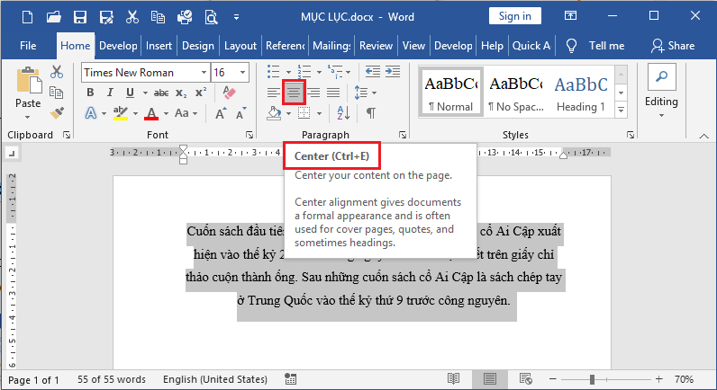 Cách sử dụng tab giữa